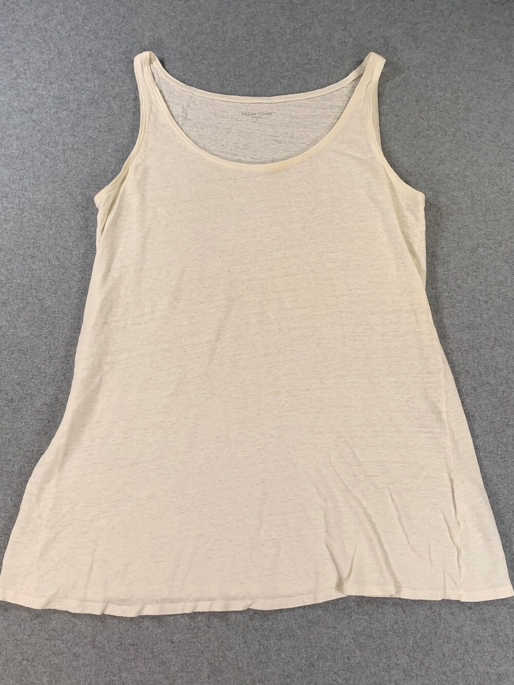 Eileen Fisher Tank Top Scoop Neck A-Line Longline Cream Women's Size Small